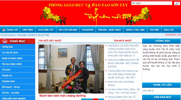 Trang thông tin điện tử của Phòng Giáo dục và đào tạo Sơn Tây