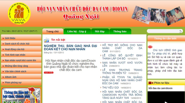 Trang tin của Hội nạn nhân chất độc mà da cam/dioxin Quảng Ngãi