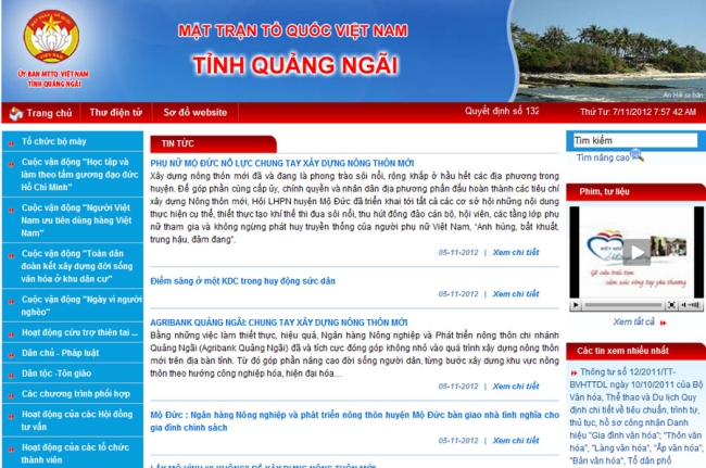 Trang thông tin điện tử của UBMTTQVN tỉnh Quảng Ngãi
