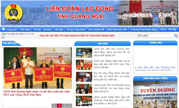 Trang thông tin của Liên đoàn lao động tỉnh Quảng Ngãi