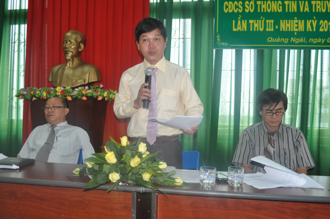 Ông Trần Thanh Trường - Chủ tịch Công đoànphát biểu tại Đại hội